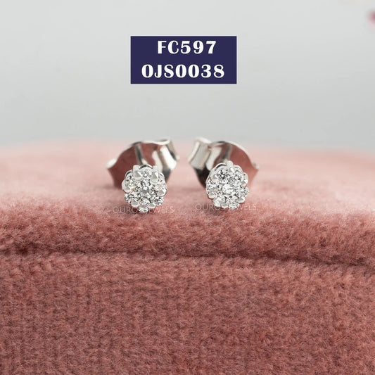 Round Lab Diamond Halo Earring