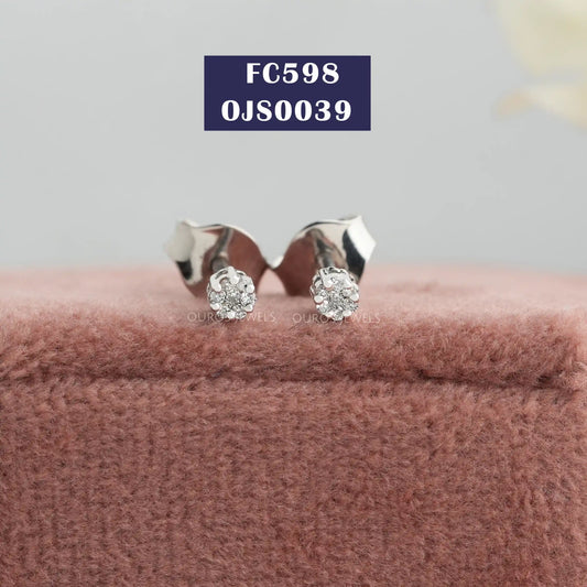 Round Diamond Cluster Stud Earring