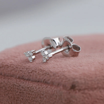 Round Diamond Screw Back Earrings