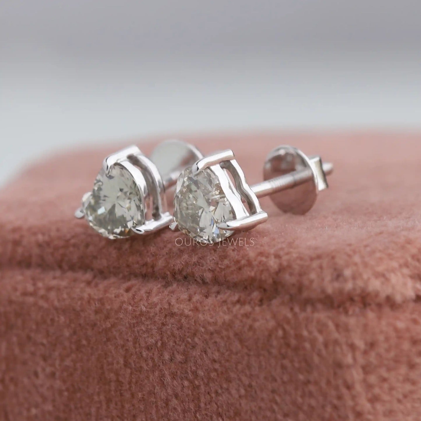 Heart Cut Lab Diamond Stud Earrings