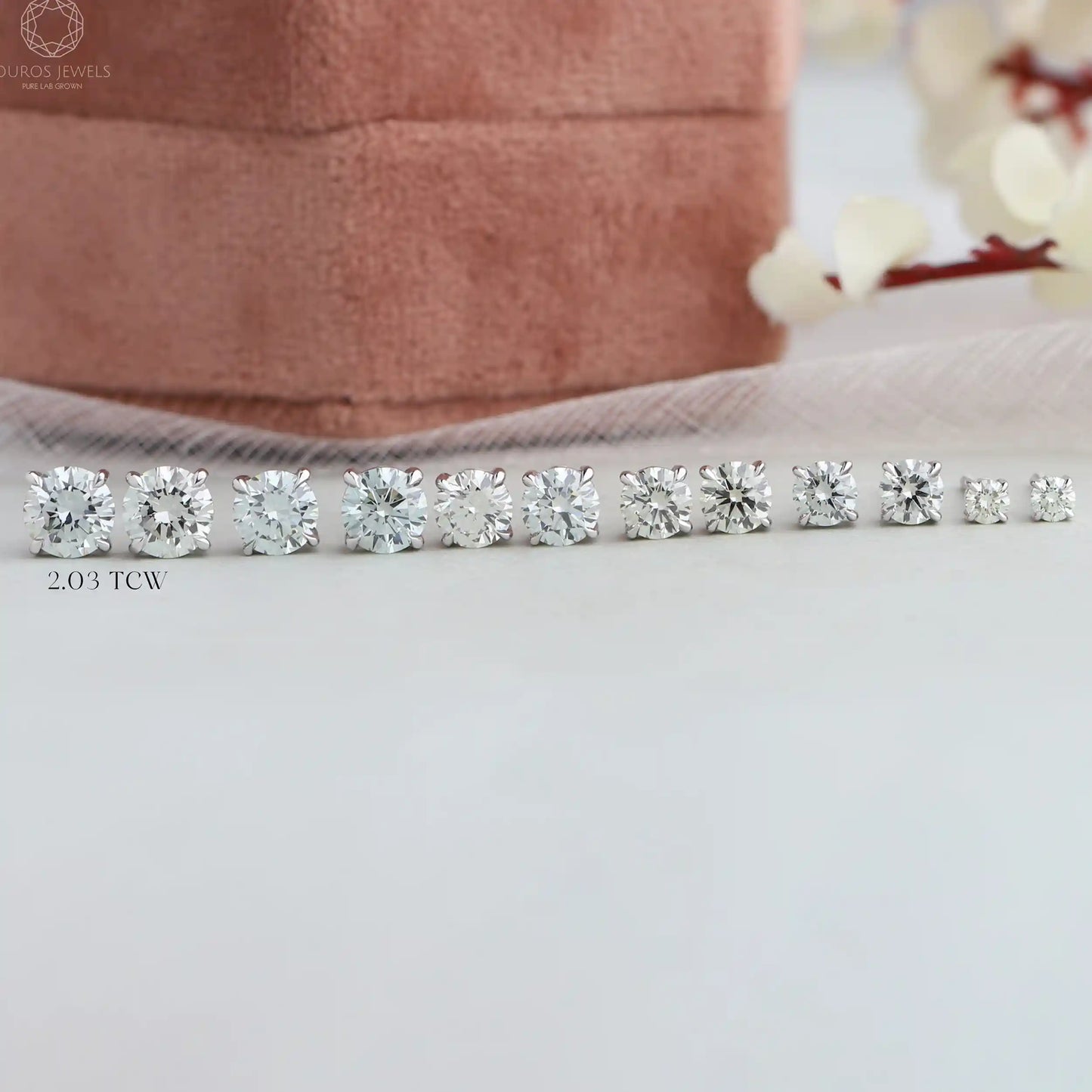 Green Round Diamond Stud Earrings