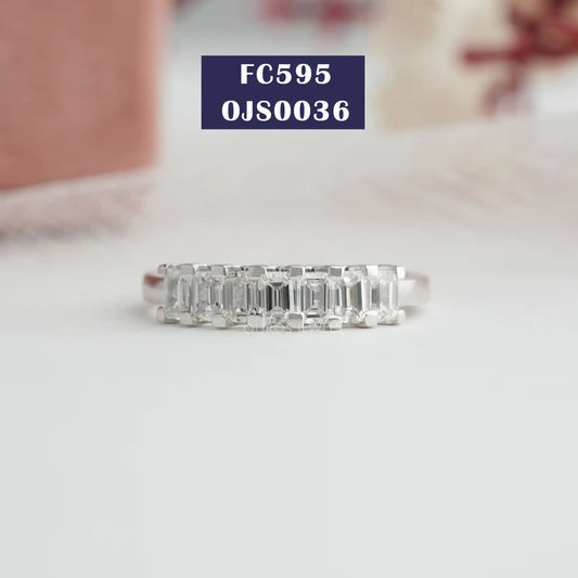 Emerald Cut Seven Stone Band