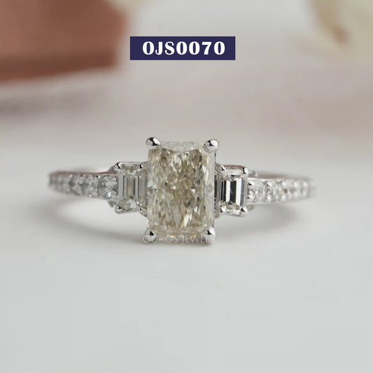 Radiant Cut Diamond Solitaire Accent Ring