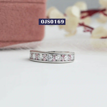 Pink Round Diamond Triple Vintage Band