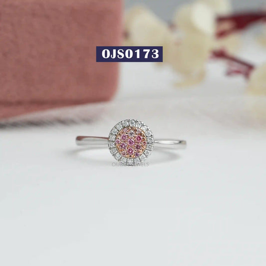 Pink Round Cut Cluster Ring