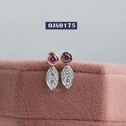 Round Cut Diamond Bezel Set Earrings