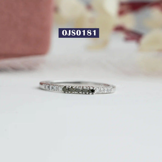 Green Round Diamond Half Eternity Ring