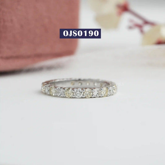 Yellow Round Cut Full Eternity Wedding  Band