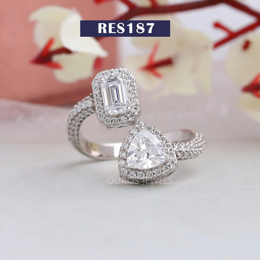 Trillion & Emerald Toi Et Moi Ring