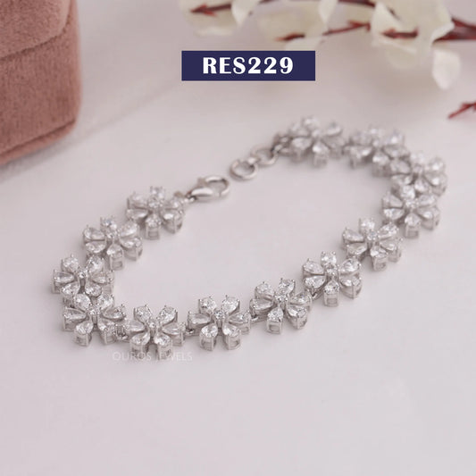 Floral Style Pear Diamond Bracelets