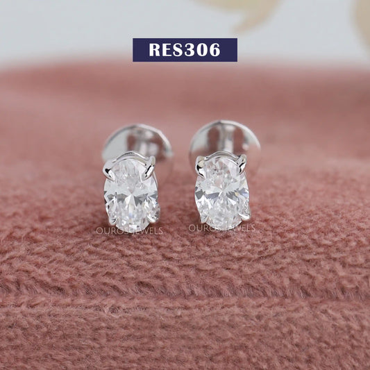 Oval Diamond Stud Earrings