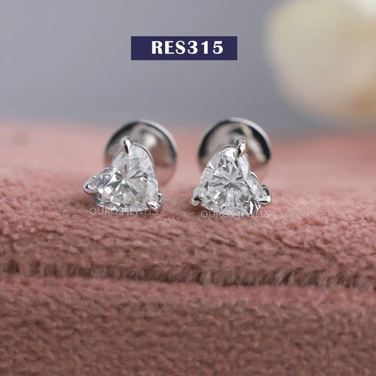 Heart Cut Diamond Stud Earrings
