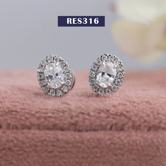 Oval Cut Lab Diamond Halo Earrings