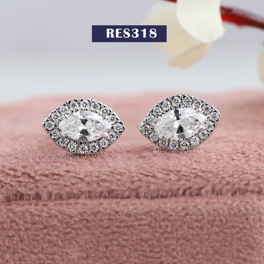 Marquise Cut Diamond Halo Earrings