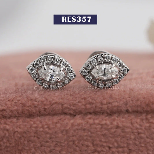 Marquise Shape Diamond Halo Earrings