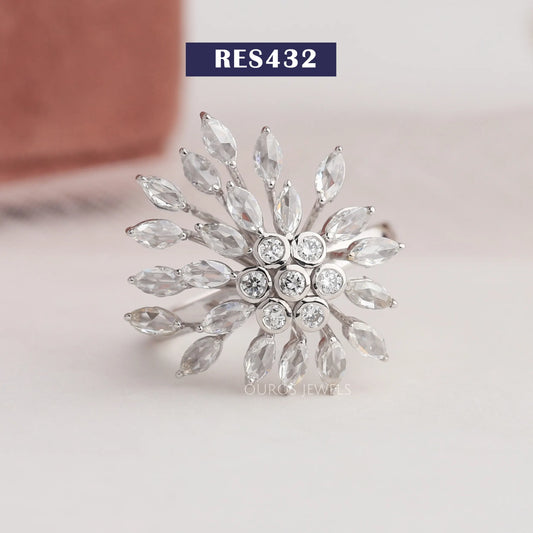 Rose Cut Marquise Cluster Diamond Ring