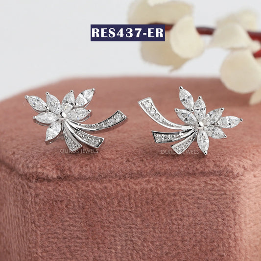 Marquise & Round Cut Cluster Earring