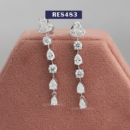 Round And Pear Drop Earrings
