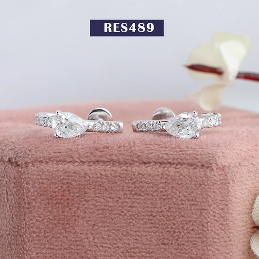 Pear & Round Cut Half Hoops Earring