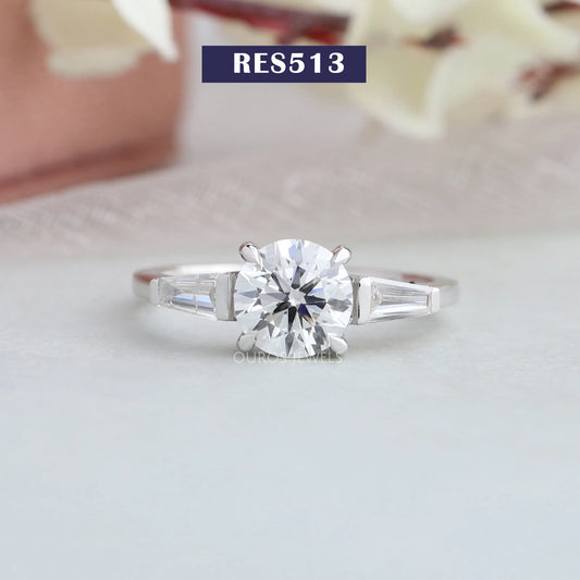 Round Cut Three Stone Engagement Ring