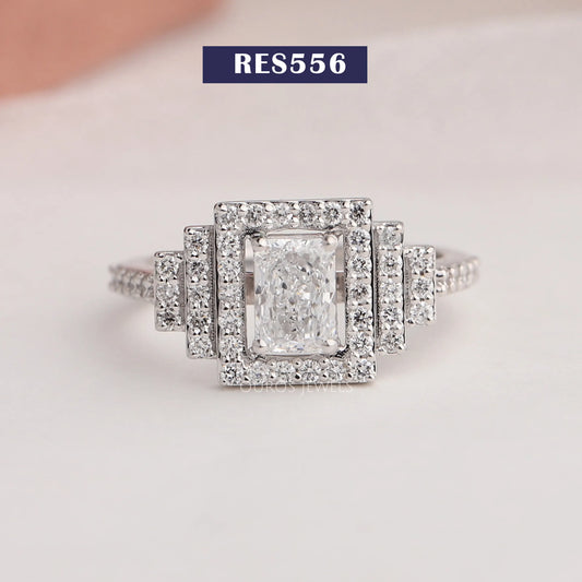 Radiant Cut Halo Diamond Engagement Ring